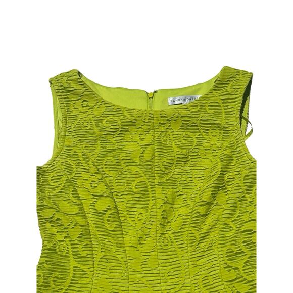 Women Sz 6 Sleeveless Fit & Flare Lime Green Textured Lace Cocktail Party Dress - Picture 3 of 15